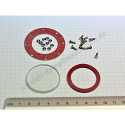 Water gauge glass, 4 mm thick, 37 mm diameter, with bolts, nuts and sealing rings. (Production from 1976)