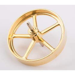 Flywheel, 70 mm diameter, brass, with axle