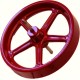 Flywheel, 100 mm diameter, red, with axle